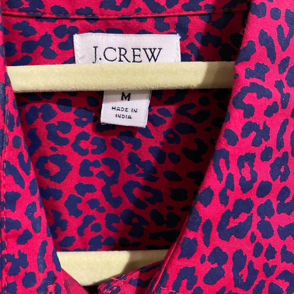 J. Crew Red Leopard Print Button Down Blouse Sz - image 6